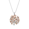 Sterling Silver Rhodium & Rose Gold Diamond Tree Pendant
