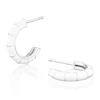 Sterling Silver White Enamel Bamboo Half Hoop Earrings