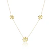 9ct Yellow Gold Cubic Zirconia Flower Station Necklace