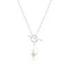 Sterling Silver Pearl T-Bar Necklace