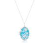 Sterling Silver Blue Enamel Floral Locket