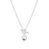 Sterling Silver Ball T-Bar Necklace