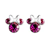 Disney Sterling Silver Pink Crystal Minnie Mouse Stud Earrings