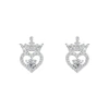 Disney Sterling Silver Cubic Zirconia Crown & Heart Earrings