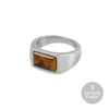 Farah Men's Stainless Steel Tigers Eye Burnish Ring (Size R)