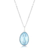 Sterling Silver Faceted Blue Shell & Crystal Oval Pendant