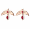 Harry Potter Rose Gold Plated Sterling Silver Red Crystal Fawkes Stud Earrings