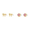 Fossil X Barbie Limited Edition Gold Tone Pink Crystal & Bow Earrings Set