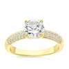 Sterling Silver & 18ct Gold Plated Vermeil Created White Sapphire Round Solitaire Ring