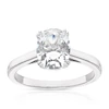 Sterling Silver Created White Sapphire Oval Shape Solitaire Ring