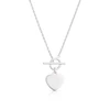 Sterling Silver T-Bar Heart Rope Chain Pendant Necklace