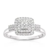Engagement Ring 9ct White Gold Cushion Shape Halo Cluster 0.33ct Diamond Ring