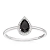 Sterling Silver Pear-Cut Black Onyx and Diamond Halo Ring