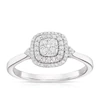 Engagement Ring 9ct White Gold Double Cushion Cluster 0.20ct Diamond Ring