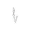 Thomas Sabo Ladies' Sterling Silver Cubic Zirconia Charm Pendant Letter V