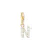 Thomas Sabo Ladies' 18ct Gold Plated Sterling Silver Cubic Zirconia Charm Pendant Letter N