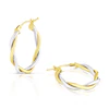 9ct Two-Tone Yellow & White Gold Oval Twist Hoop Earrings
