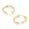 9ct Two-Tone Yellow & White Gold Oval Twist Hoop Earrings 3 9ct Two-Tone Yellow & White Gold Oval Twist Hoop Earrings