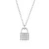 Sterling Silver Small Cubic Zirconia Padlock Pendant Necklace
