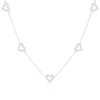 Sterling Silver Cubic Zirconia Heart Station Trace Necklace