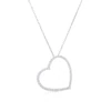Sterling Silver Large Cubic Zirconia Open Heart Pendant Necklace
