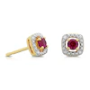 Sterling Silver & 18ct Gold Plated Vermeil Diamond & Created Ruby Earrings