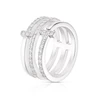 Sterling Silver Cubic Zirconia Triple Row Ring Size N 3 Sterling Silver Cubic Zirconia Triple Row Ring Size N