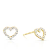 9ct Yellow Gold Cubic Zirconia Open Heart Stud Earrings