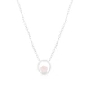 Sterling Silver Rose Quartz Sphere Circle Pendant Necklace