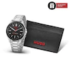 Hugo Men's #Complete Black Card Holder & Black Dial Stainless Steel Bracelet Watch Gift Set