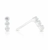 Sterling Silver Cubic Zirconia 3 Stone Stud Earrings