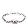 Diesel Men's Red Enamel And Stainless Steel Chain Bracelet