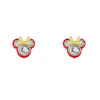 Disney 100 Sterling Silver & 18ct Gold Plated CZ & Pink Enamel Minnie Mouse Stud Earrings