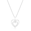Sterling Silver Double Heart Diamond Pendant Necklace