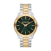 Michael Kors Slim Runway Men's Green Dial Two Tone Stainless Steel Bracelet Watch