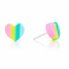 Children's Sterling Silver Pastel Striped Heart Studs