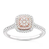 Engagement Ring 9ct White & Rose Gold Halo Cluster 0.20ct Diamond Ring