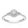 Engagement Ring 9ct White Gold & Created Pink Sapphire Halo 0.25ct Diamond Ring