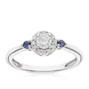 Engagement Ring 9ct White Gold & Created Blue Sapphire Halo 0.25ct Diamond Ring