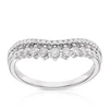 9ct White Gold 2 Row 0.34ct Diamond Shaped Wedding Ring