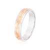 Sterling Silver & 9ct Rose Gold Embossed Square Chain Link Pattern Wedding Ring 3 Sterling Silver & 9ct Rose Gold Embossed Square Chain Link Pattern Wedding Ring