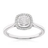 Engagement Ring 9ct White Gold Illusion Cluster Solitaire 0.10ct Diamond Ring