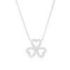Sterling Silver 0.20ct Diamond 3 Heart Clover Pendant Necklace