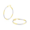 9ct Two Colour Gold Diamond Cut Large Hoop Earrings