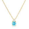 9ct Yellow Gold Blue & Clear Cubic Zirconia Pendant Necklace