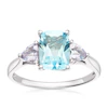 9ct White Gold Blue Topaz & Rose De France Amethyst Ring