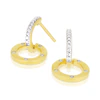 Sterling Silver & 18ct Yellow Gold Plated Vermeil Diamond Interlocking Circle Drop Earrings 3 Sterling Silver & 18ct Yellow Gold Plated Vermeil Diamond Interlocking Circle Drop Earrings
