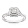 Engagement Ring 9ct White Gold Cushion Cluster Halo 0.33ct Diamond Ring