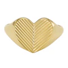 Fossil Harlow Ladies' Linear Texture Heart Gold Tone Signet Ring - Size L