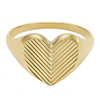 Fossil Harlow Ladies' Linear Texture Heart Gold Tone Signet Ring - Size L 3 Fossil Harlow Ladies' Linear Texture Heart Gold Tone Signet Ring - Size L